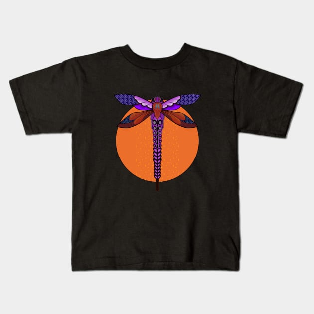 Dragonfly to the Sun Kids T-Shirt by SunGraphicsLab